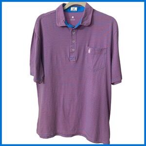 Johnnie-O Hangin' Out Mens Polo Shirt Sz. Medium Striped Cotton Pocket Golf